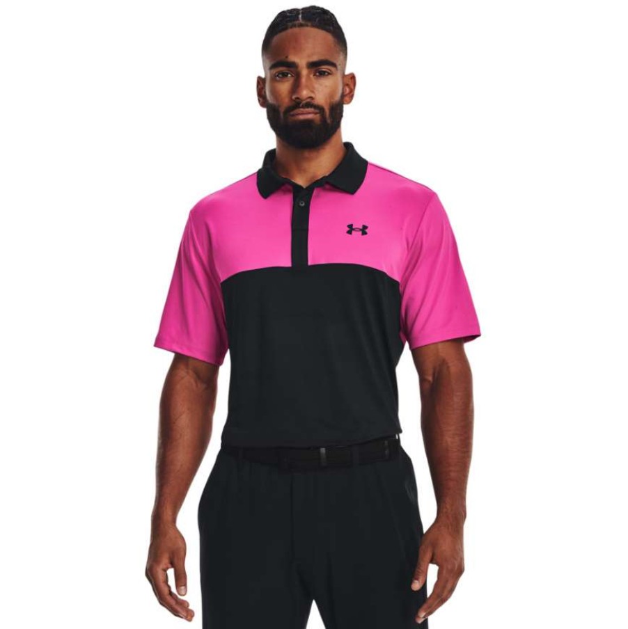 Shirts * | Under Armour Performance 3.0 Golf Shirt 1377375 Black/Still Water/Rebel Pink 001