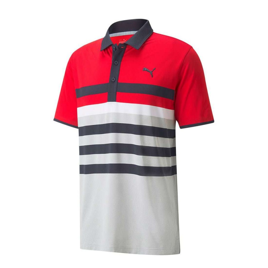 Shirts * | Puma Mattr One Way Golf Polo Shirt 599115 Ski Patrol/Bright White 23