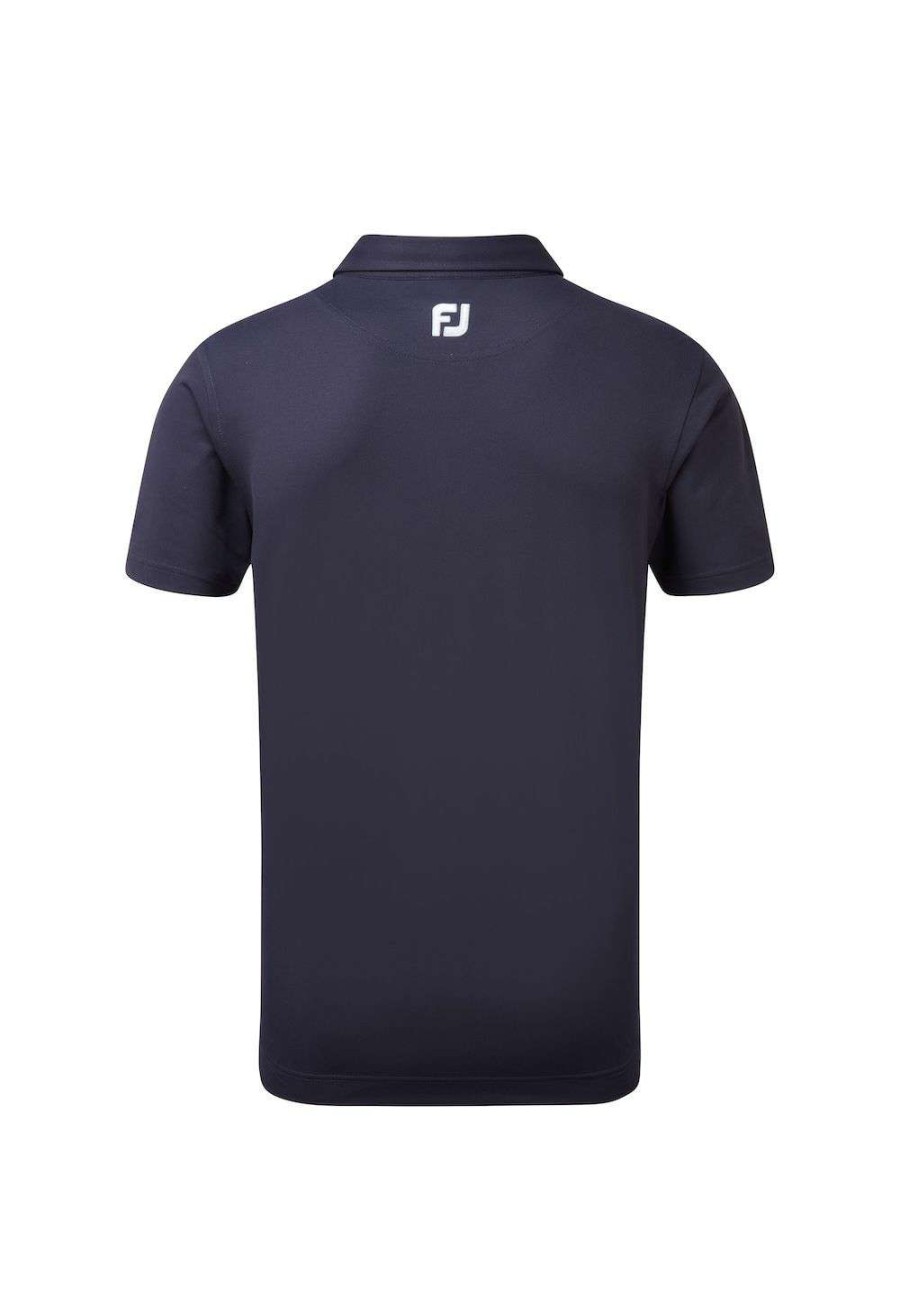 Shirts * | Footjoy Vintage Floral Trim Golf Polo Shirt 87961 Navy