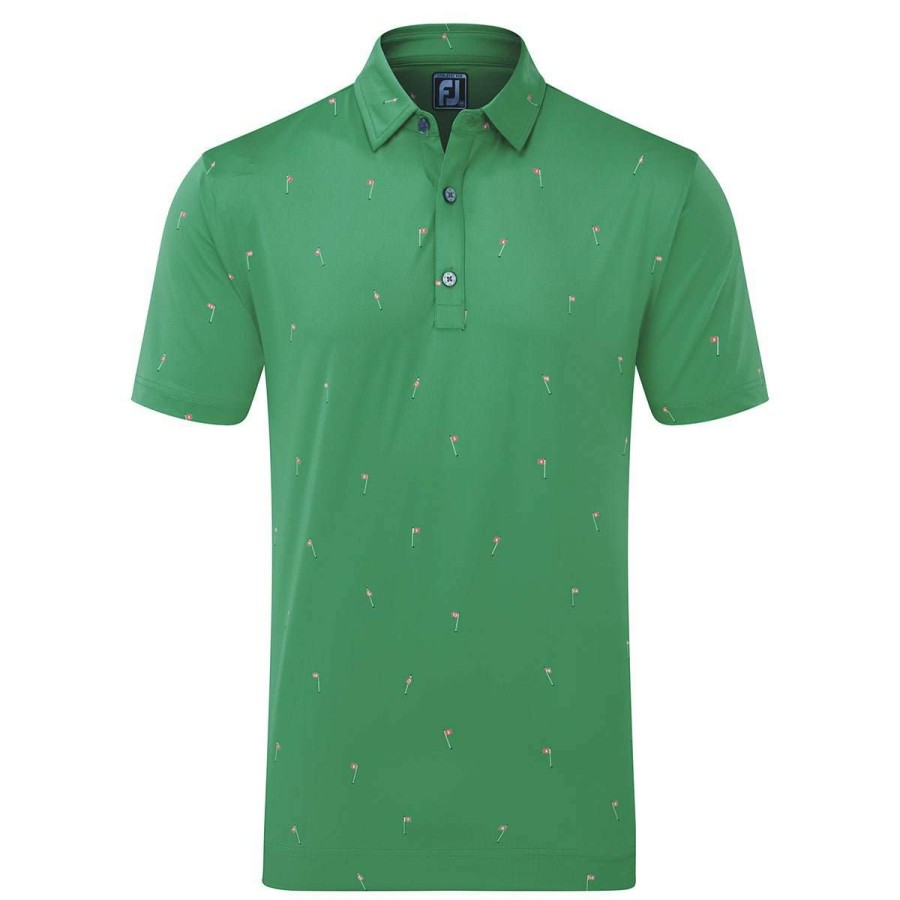 Shirts * | Footjoy 18 Holes Lisle Golf Polo Shirt 88790 Sea Green