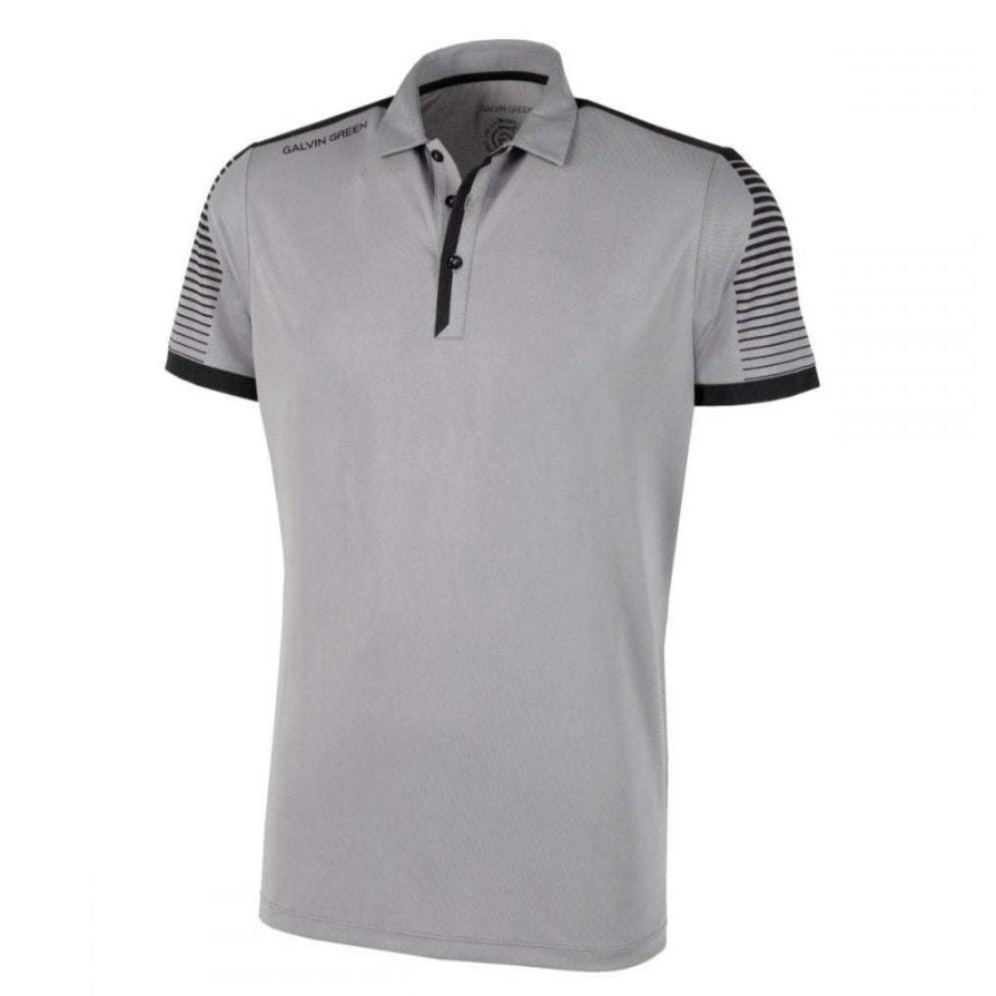 Shirts * | Galvin Green Marcus Golf Polo Shirt G1178 Sharkskin/Black 77