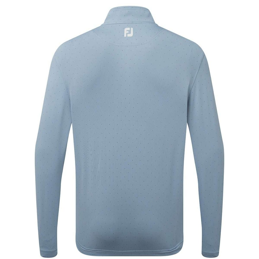 Mid Layers * | Footjoy Pin Dot Chill Out Golf Pullover 88797 Denim Bluestone/Azure