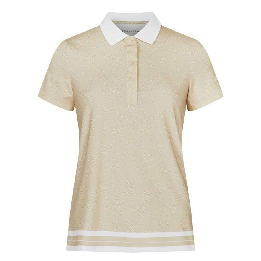 Polo Shirts * | Rohnisch Ladies Deni Golf Polo Shirt 111521 Space Dot Beige