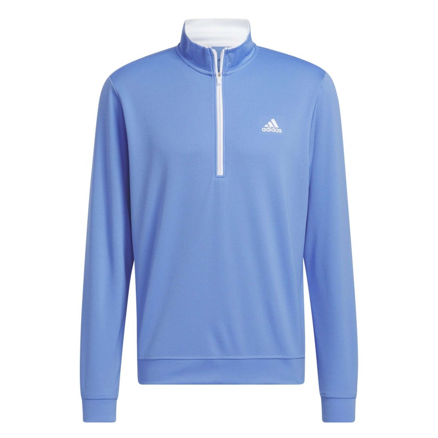 Mid Layers * | Adidas Upf Lightweight 1/4 Zip Golf Midlayer Hr8955 Blue Fusion