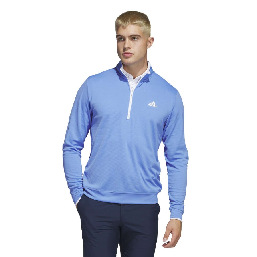 Mid Layers * | Adidas Upf Lightweight 1/4 Zip Golf Midlayer Hr8955 Blue Fusion