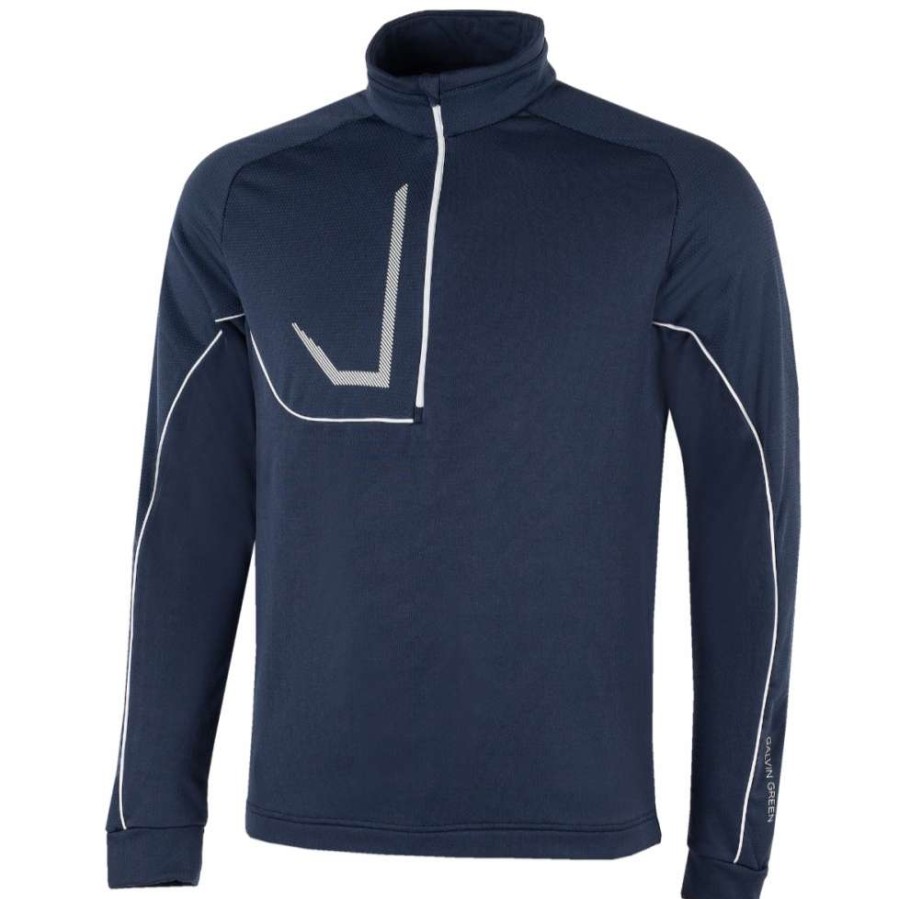 Mid Layers * | Galvin Green Daxton Insula 1/2-Zip Golf Pullover G1242 Navy/Ensign Blue/White 31