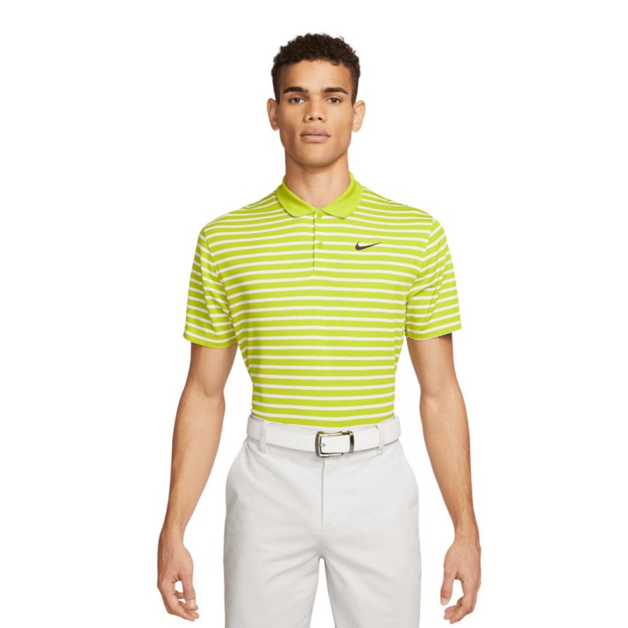 Shirts * | Nike Dri-Fit Victory Stripe Golf Shirt Dh0829 Bright Cactus/Black 309