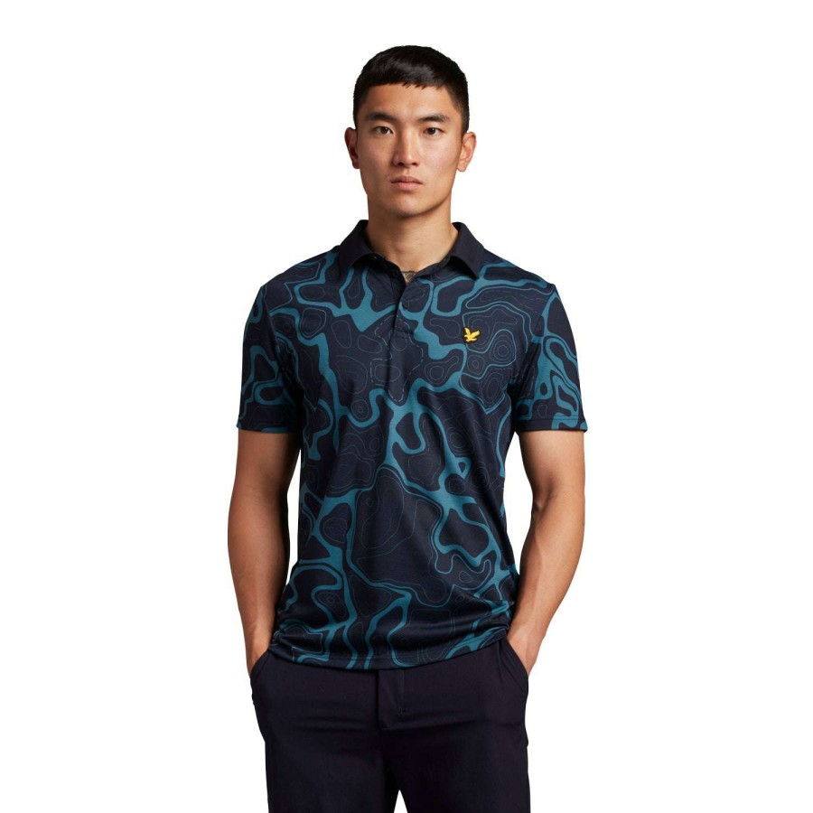 Shirts * | Lyle & Scott Contour Golf Polo Shirt Sp1763G Azure/Dark Navy W718