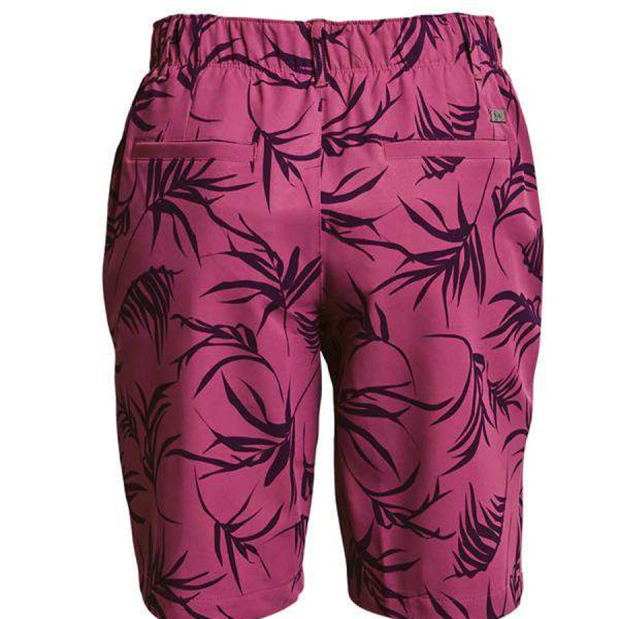 Shorts & Skorts * | Under Armour Ladies Link Printed Golf Shorts 1362112 Pink Quartz 678