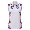 Polo Shirts * | Ping Ladies Rose Garden Sleeveless Golf Polo Shirt P93524 White/Pink Multi Wp01