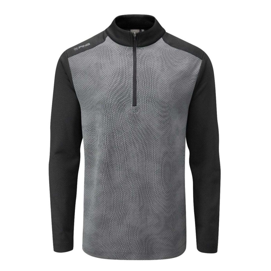 Mid Layers * | Ping Vertical 1/2 Zip Golf Top P03399 Asphalt/Black - A3Fb