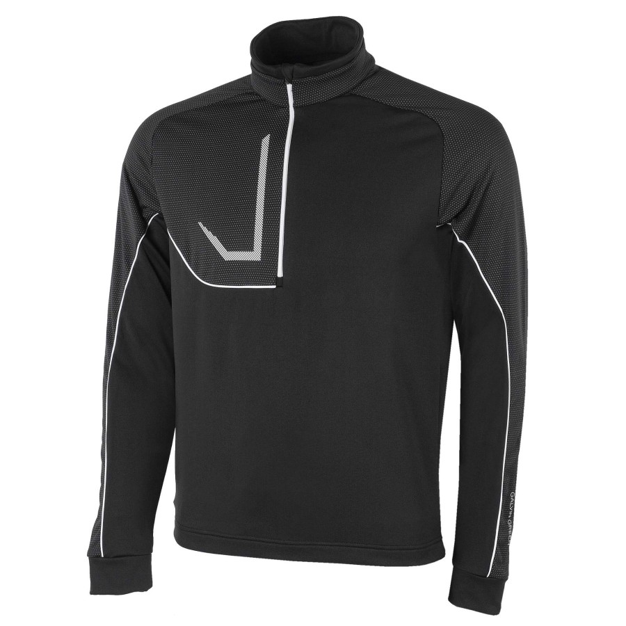 Mid Layers * | Galvin Green Daxton Insula 1/2-Zip Golf Pullover G1242 Black/Granite Grey