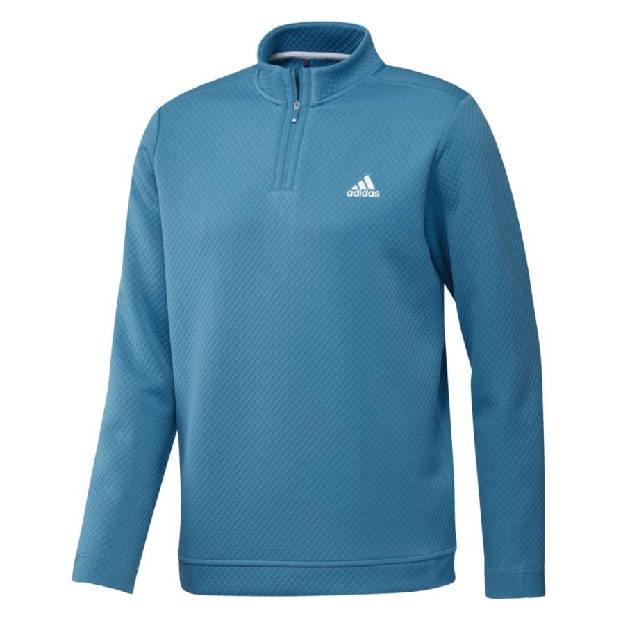 Mid Layers * | Adidas Dwr 1/4-Zip Golf Top Gu5088 Sonic Aqua