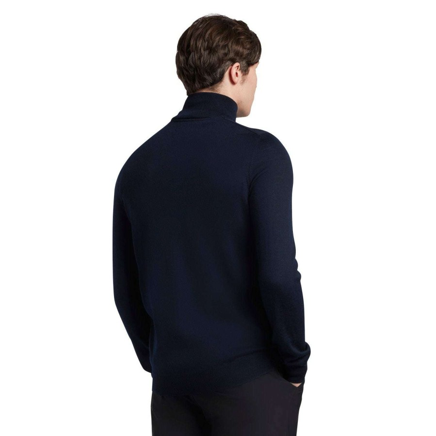 Mid Layers * | Lyle & Scott Merino 1/4-Zip Golf Pullover Kn1041G Navy Z05