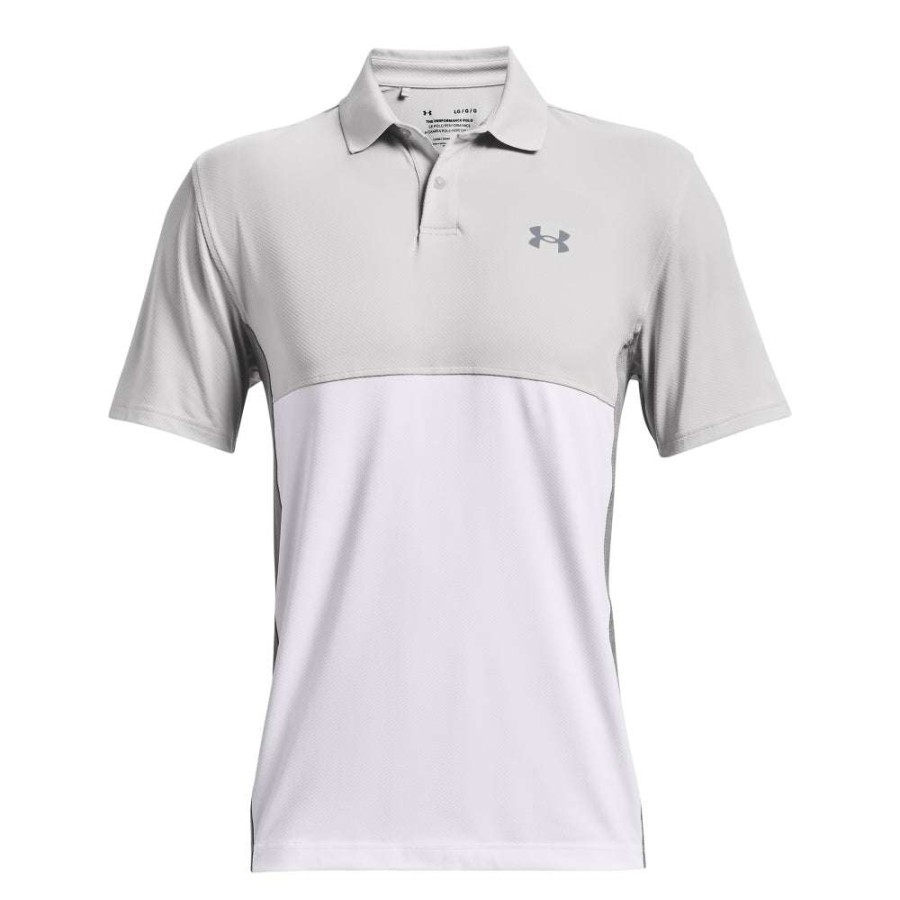 Shirts * | Under Armour Performance Blocked Golf Polo Shirt 1370109 Halo Grey/White 014