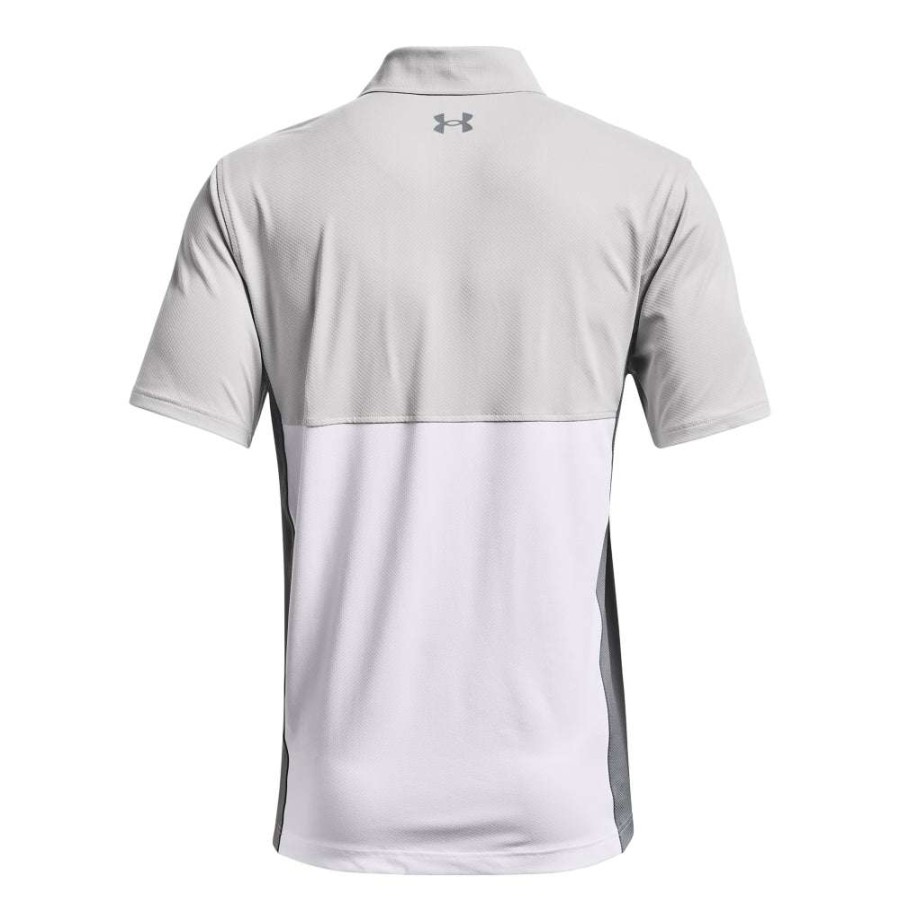 Shirts * | Under Armour Performance Blocked Golf Polo Shirt 1370109 Halo Grey/White 014