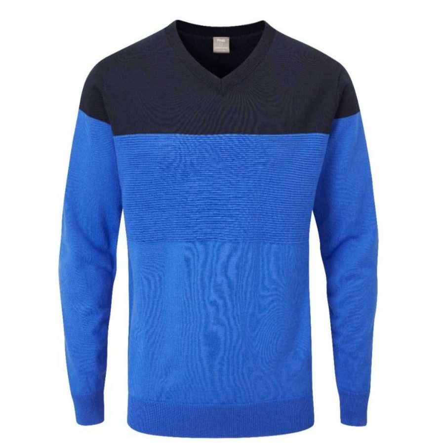 Mid Layers * | Ping Lucas Golf Sweater P03501 Delph Blue/Navy Dbn3