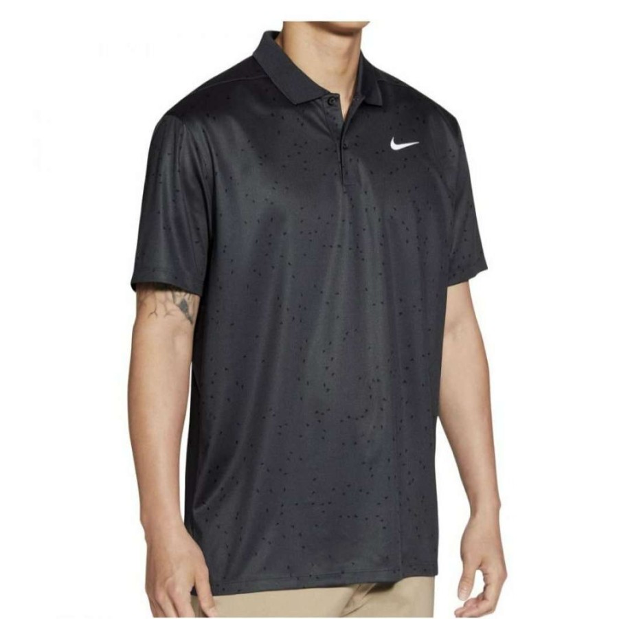 Shirts * | Nike Dry Victory Micro Print Golf Polo Shirt Cu9841 Smoke Grey/White 070