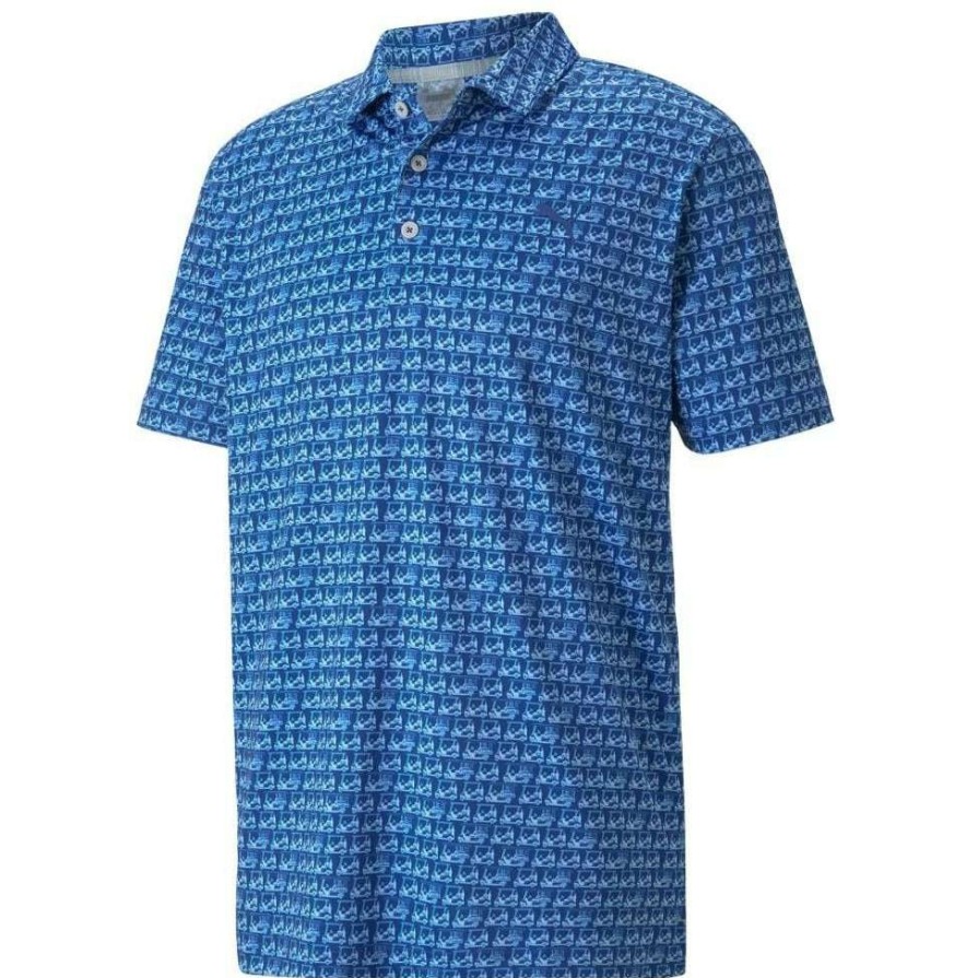 Shirts * | Puma Mattr Carts Golf Shirt 531093 Mazarine Blue-Placid Blue 03