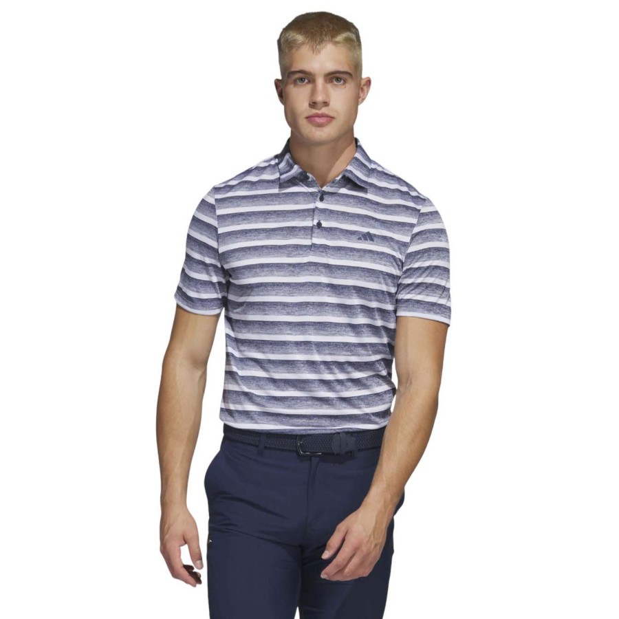 Shirts * | Adidas 2-Colour Stripe Golf Polo Shirt Hs7579 Collegiate Navy/White