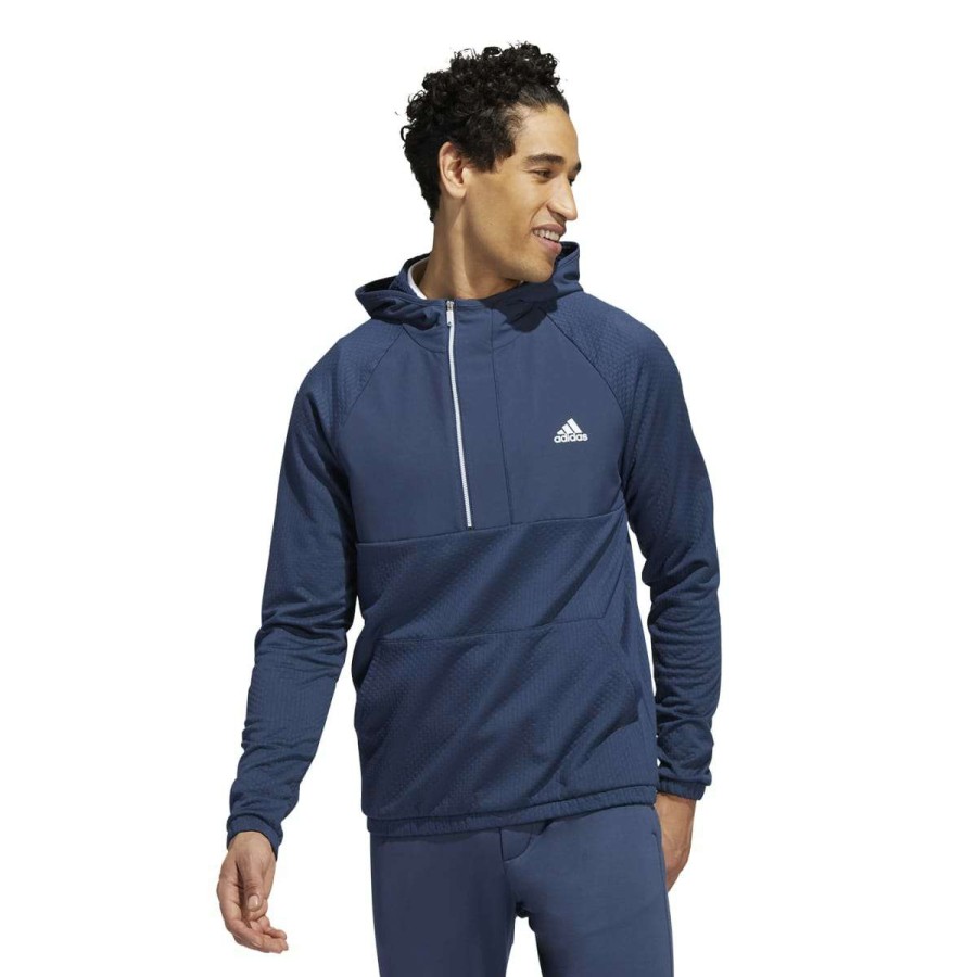 Mid Layers * | Adidas Anorak Quarter Zip Golf Fleece Hm8284 Crew Navy