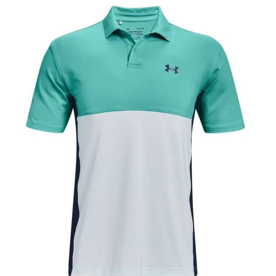 Shirts * | Under Armour Performance Blocked Golf Polo Shirt 1370109 Neptune/Sea Mist/Academy 369