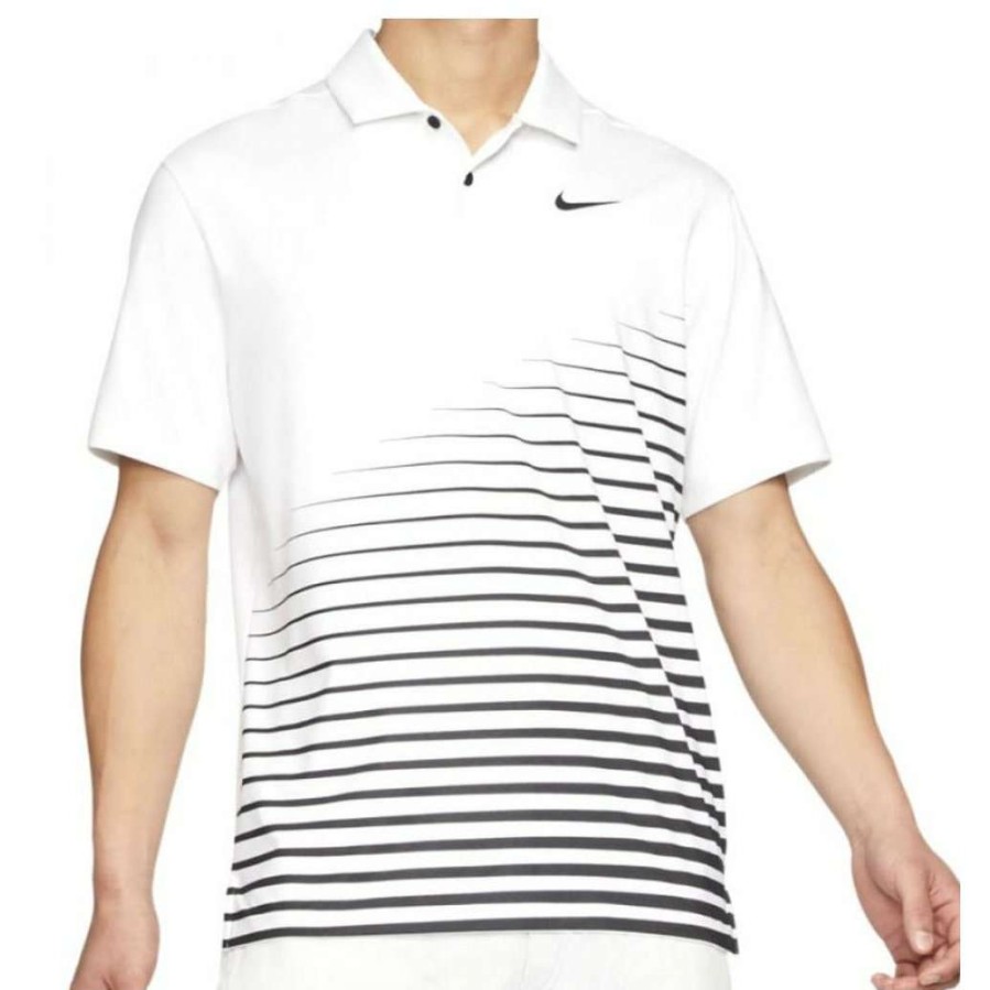 Shirts * | Nike Dry Vapor Stripe Graphic Golf Shirt Cu9794 White 100