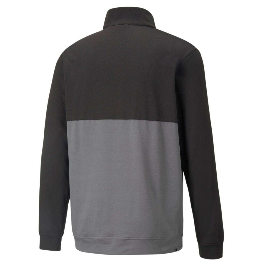 Mid Layers * | Puma Gamer Colour Block 1/4 Zip Golf Top 532985 Puma Black/Quiet Shade 01