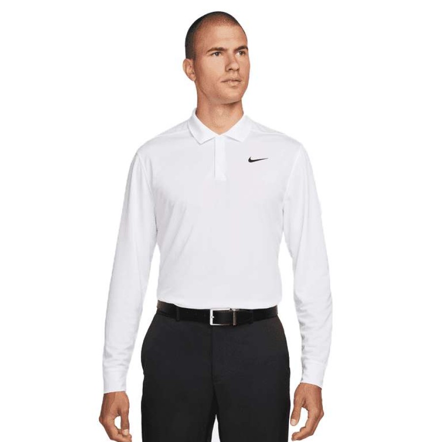 Shirts * | Nike Dri-Fit Victory Solid Ls Golf Polo Shirt Dn2344 White 100