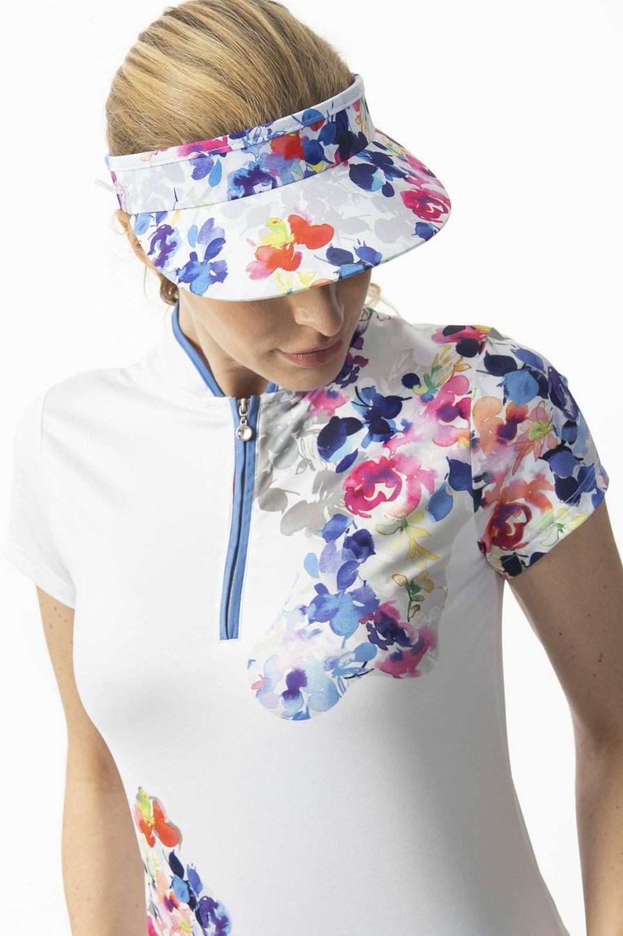 Polo Shirts * | Daily Sports Ladies Mira Floral Print Golf Polo Shirt 343/121 White 100