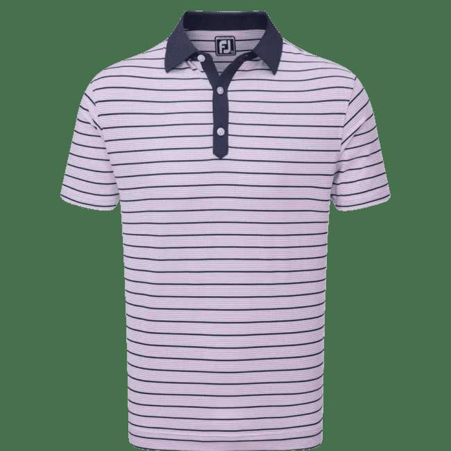 Shirts * | Footjoy Accented Stripe Golf Shirt 88367 Lavender/White/Navy