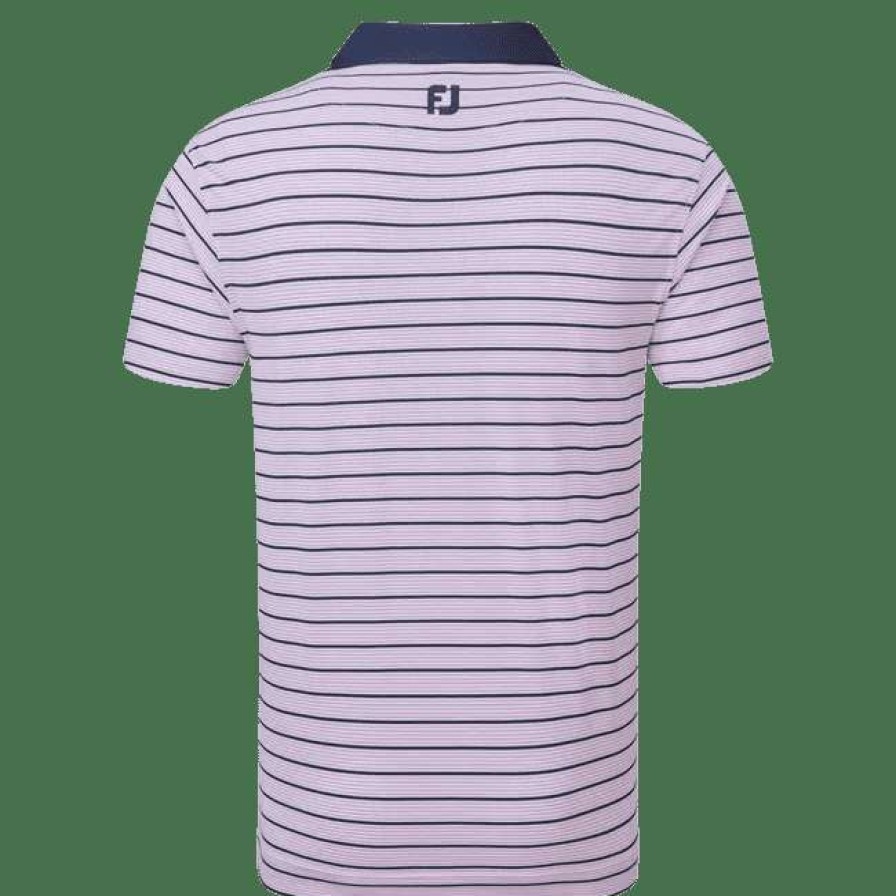 Shirts * | Footjoy Accented Stripe Golf Shirt 88367 Lavender/White/Navy