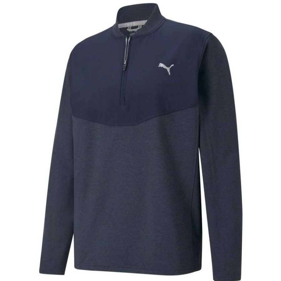 Mid Layers * | Puma Cloudspun Golf 1/4 Zip Midlayer 597588 Navy Blazer Heather 08