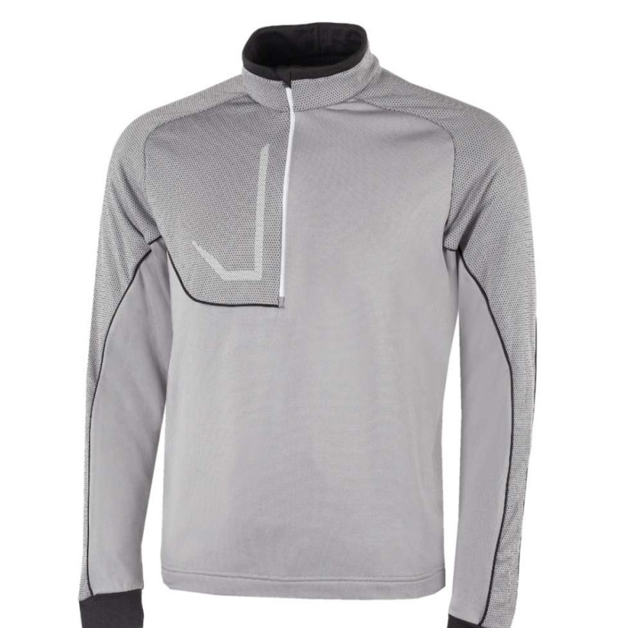 Mid Layers * | Galvin Green Daxton Insula 1/2-Zip Golf Pullover G1242 Sharkskin/Black/White 07