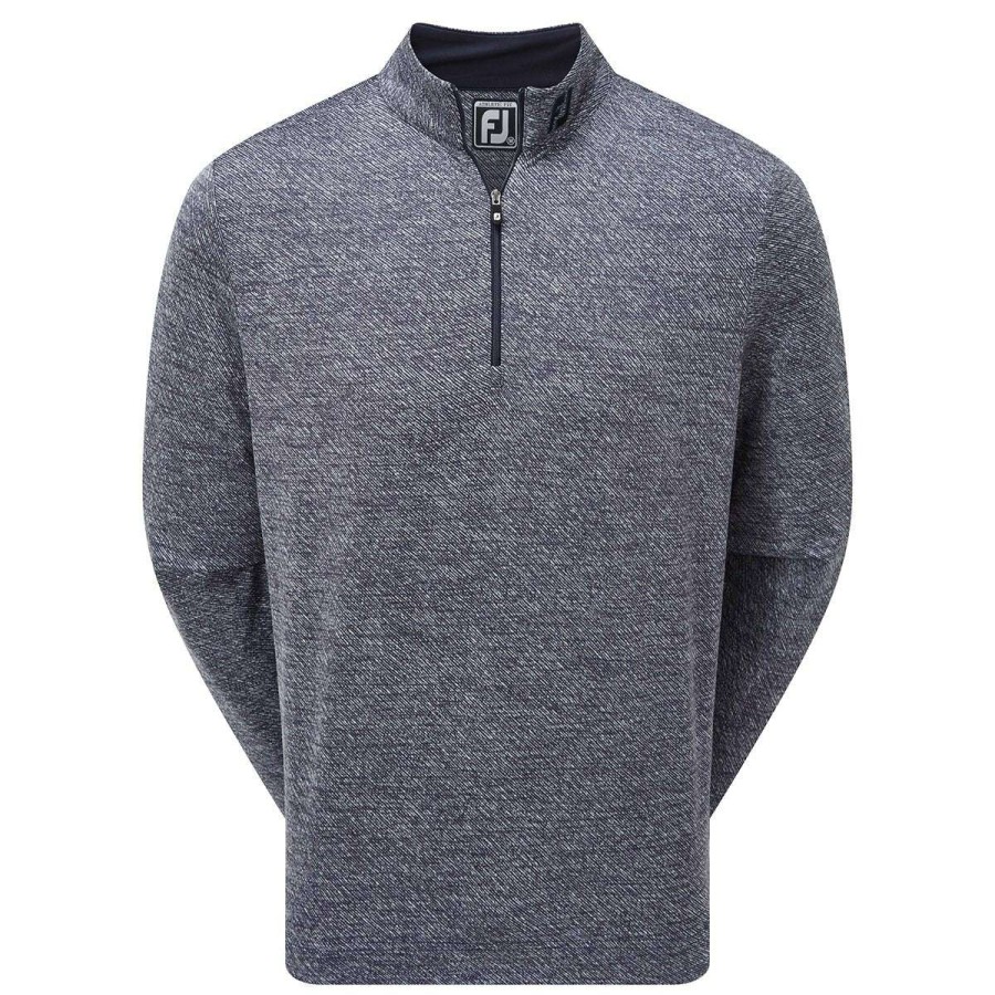 Mid Layers * | Footjoy Jacquard Chill Out Golf Pullover 88796 Navy