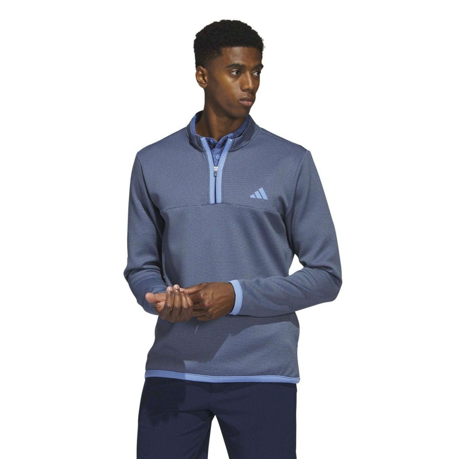 Mid Layers * | Adidas Microdot 1/4 Zip Golf Mid Layer Hs7588 Collegiate Navy/Blue Fusion