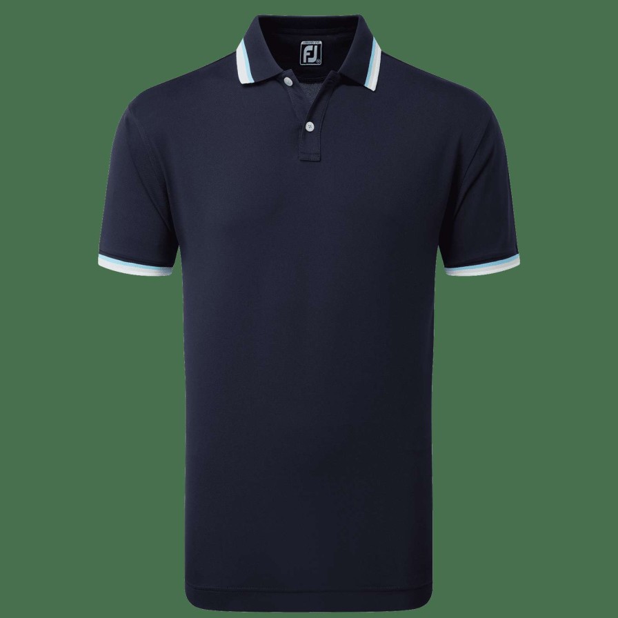 Shirts * | Footjoy Solid Trim Golf Polo Shirt 80057 Navy