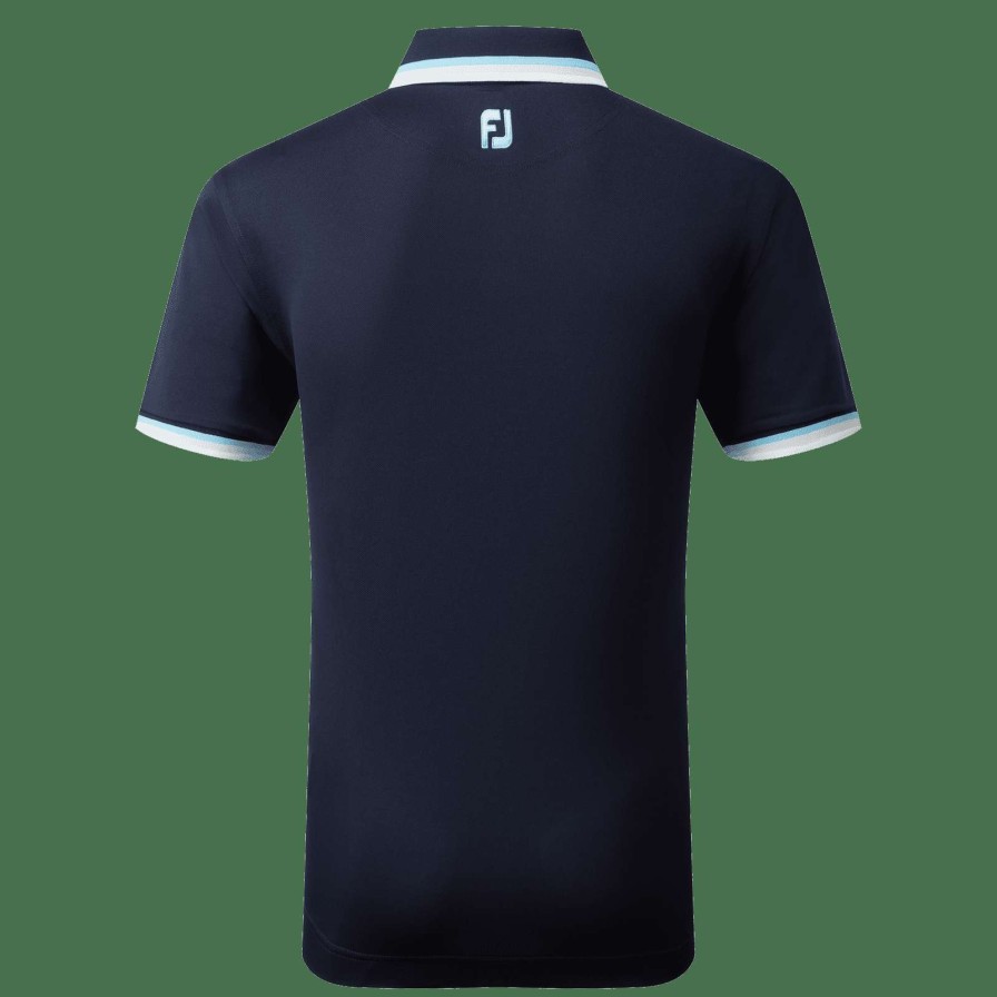 Shirts * | Footjoy Solid Trim Golf Polo Shirt 80057 Navy