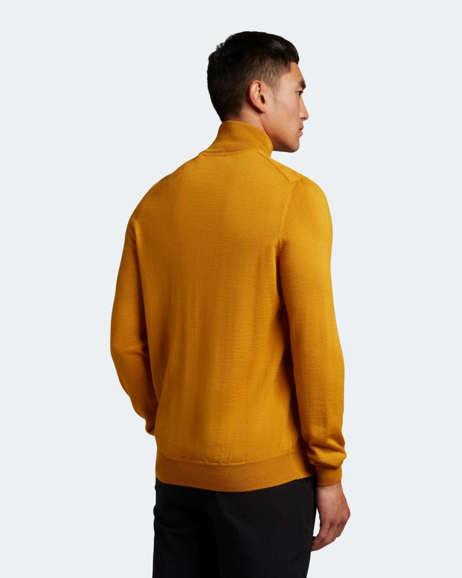 Mid Layers * | Lyle & Scott Quarter Zip Golf Pullover Kn1041G Amber A06