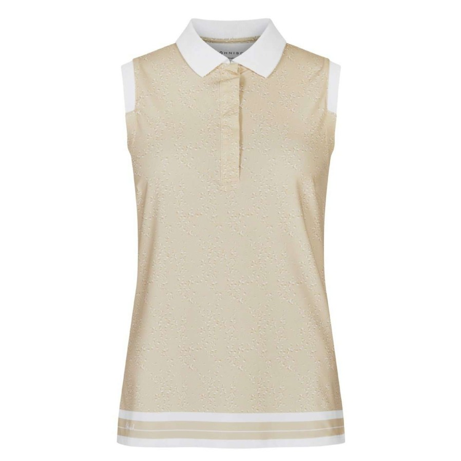 Polo Shirts * | Rohnisch Ladies Sleeveless Deni Golf Polo Shirt 111522 Space Dot Beige