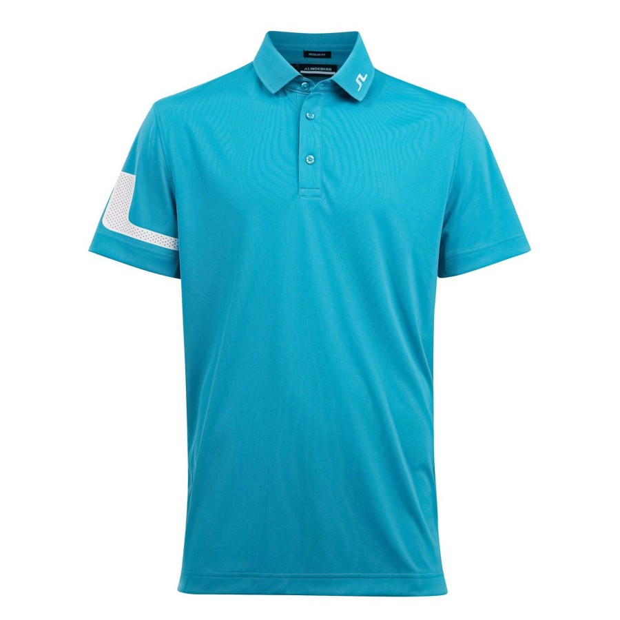 Shirts * | J.Lindeberg Heath Golf Shirt Gmjt05552 Enamel Blue O191