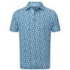 Shirts * | Footjoy Shadow Palm Print Pique Golf Shirt 88375 Ink/Dusk Blue