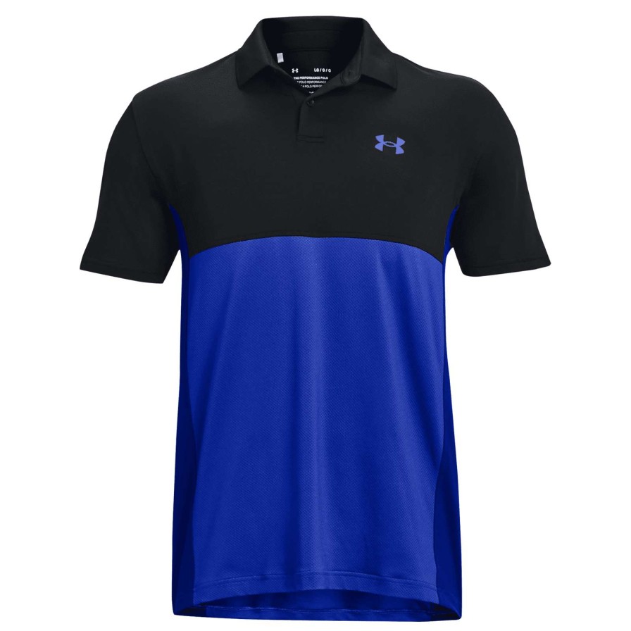 Shirts * | Under Armour Performance Blocked Golf Polo Shirt 1370109 Black/Versa Blue 002