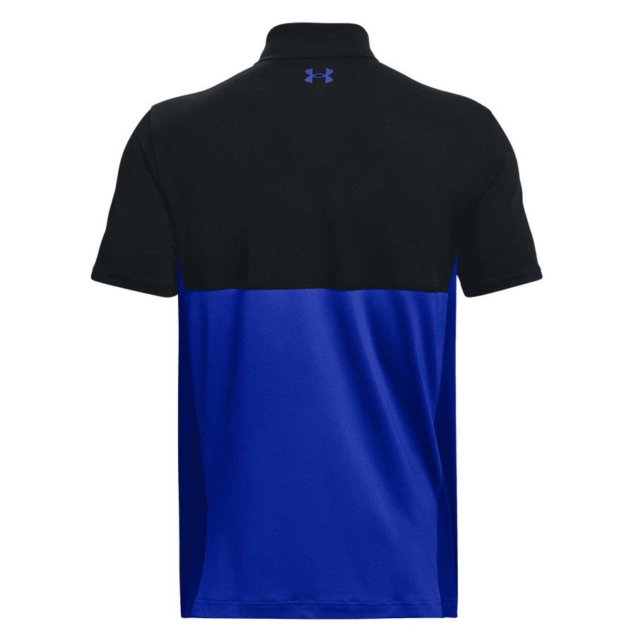 Shirts * | Under Armour Performance Blocked Golf Polo Shirt 1370109 Black/Versa Blue 002