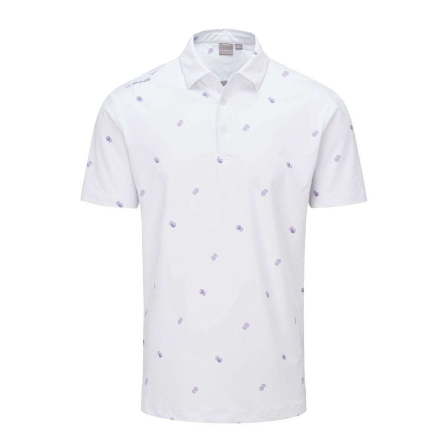 Shirts * | Ping Two Tone Golf Polo Shirt P03571 White/Cool Lilac Multi Wcl9