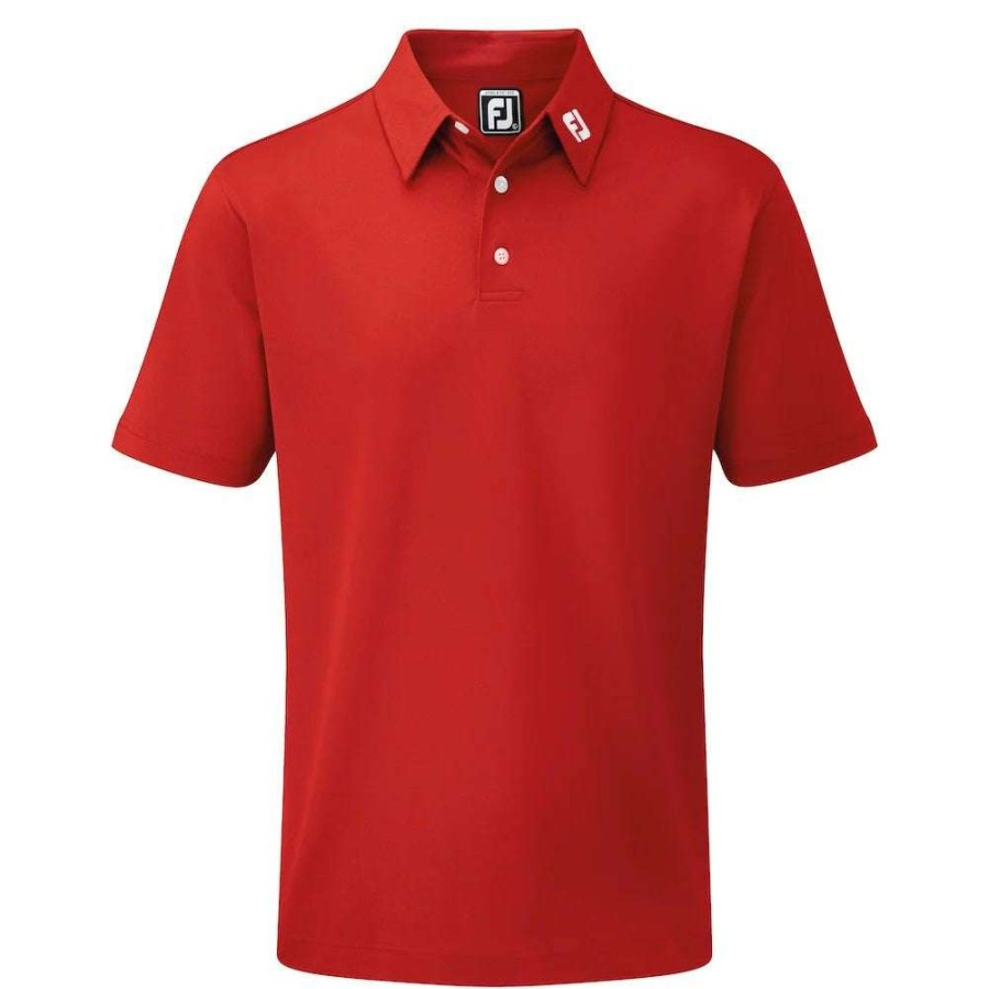 Shirts * | Footjoy Stretch Pique Solid Golf Polo Shirt 91825 Red