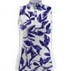 Polo Shirts * | Callaway Ladies Floral Sleeveless Golf Polo Cgksb0Y1 Brilliant White 123