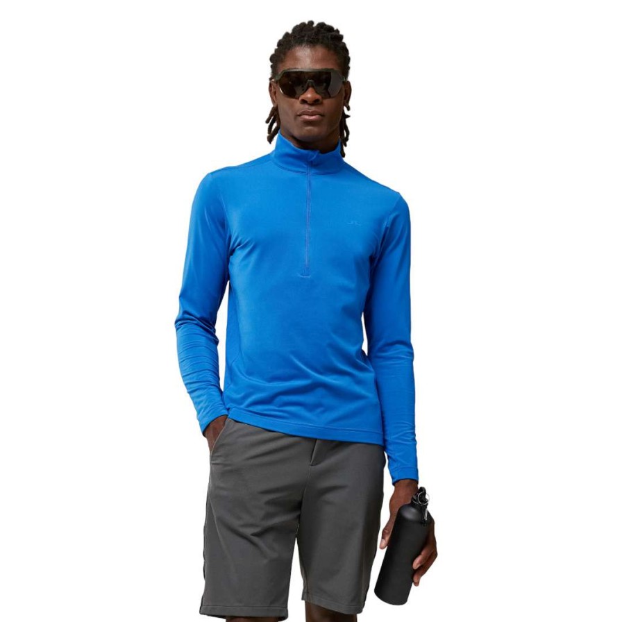 Mid Layers * | J.Lindeberg Luke 1/2-Zip Golf Mid Layer Amjs06731 Nautical Blue O346