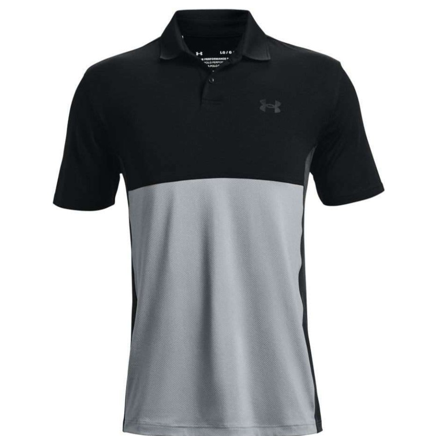 Shirts * | Under Armour Performance Blocked Golf Polo Shirt 1370109 Black/Steel 001