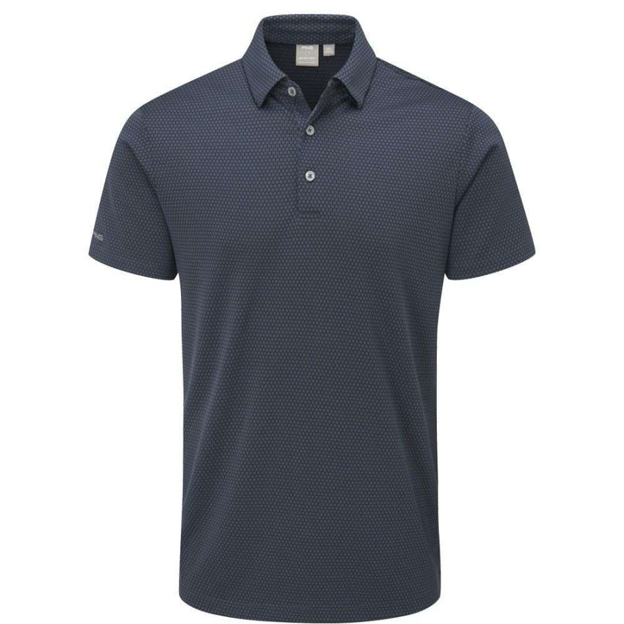 Shirts * | Ping Halcyon Golf Polo Shirt P03461 Oxford Blue/Multi